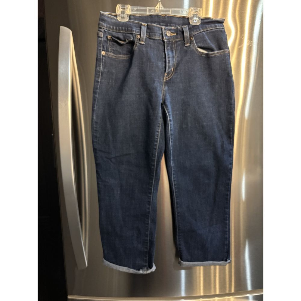 Levis Strauss Signature Womens Jeans Size 4 Modern Capri Stretch Cuffed Hem Dark